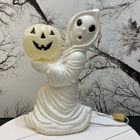 Vintage Holiday Vintage Rare General Foam Ghost Pumpkin Blow Mold